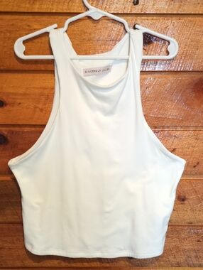 Sincerely Jules Cream High Neck Cropped Tank